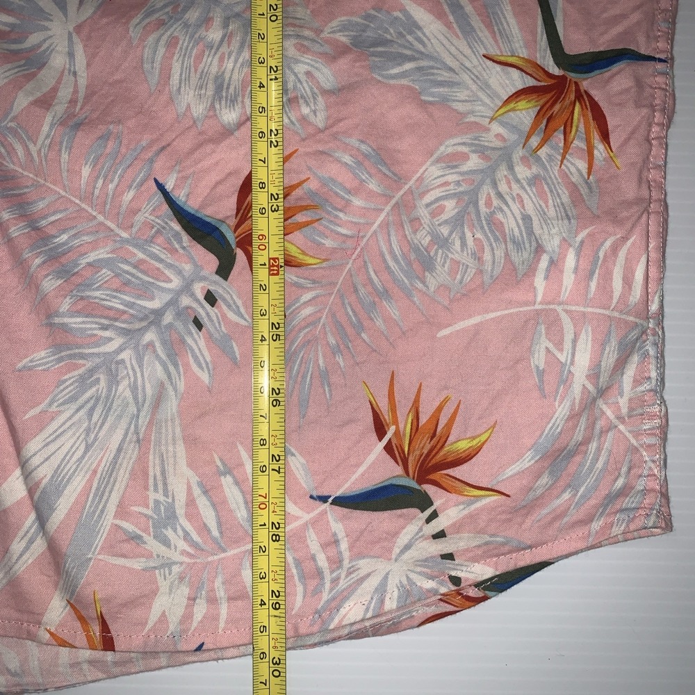 Hurley Short Sleeve Button Up Classic Fit Shirt L Pink Floral Hawaiian Tropical‎ - Picture 11 of 11